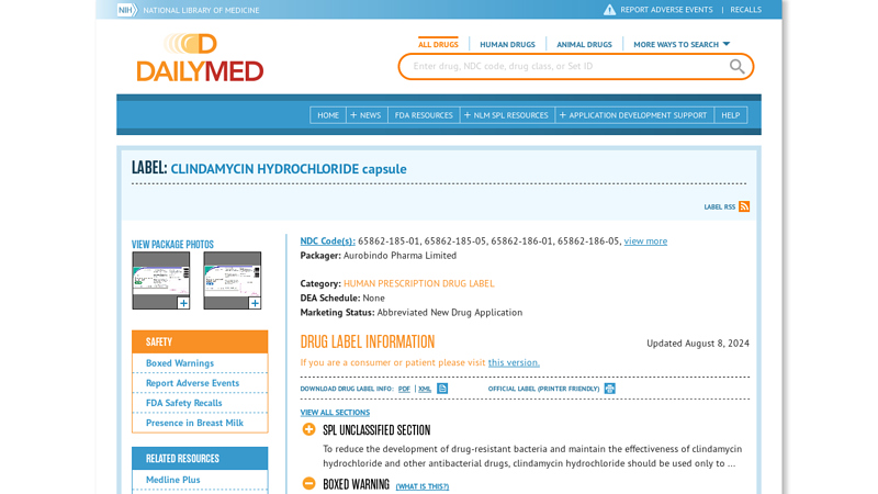 Label: CLINDAMYCIN HYDROCHLORIDE capsule