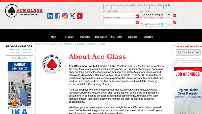 Laboratory Glassware & Scientific Equipment from Ace Glass, Inc.
