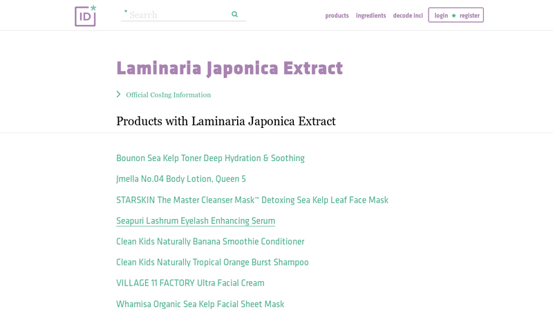 Laminaria Japonica Extract (with Product List)