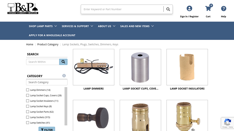 Lamp Sockets, Plugs, Switches, Dimmers, Keys