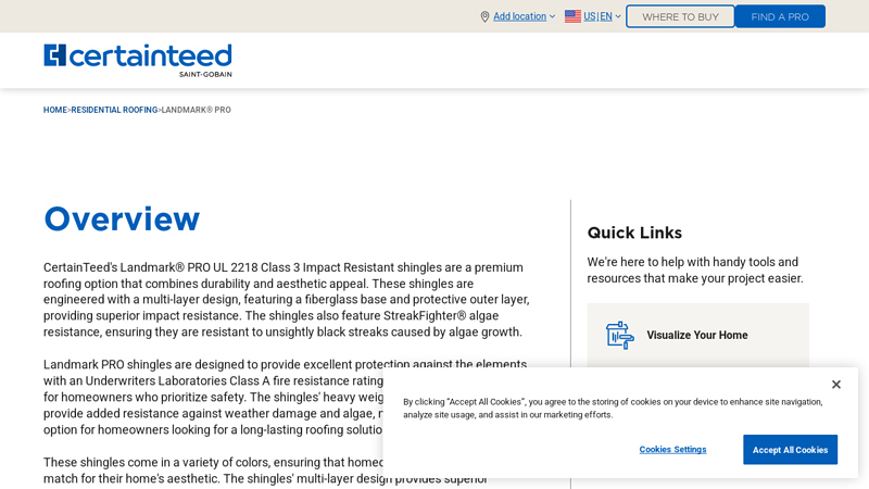 Landmark Pro Premium Roofing Shingles