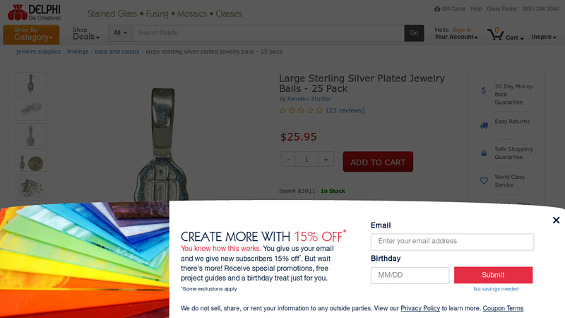 Large Sterling Silver Plated Jewelry Bails