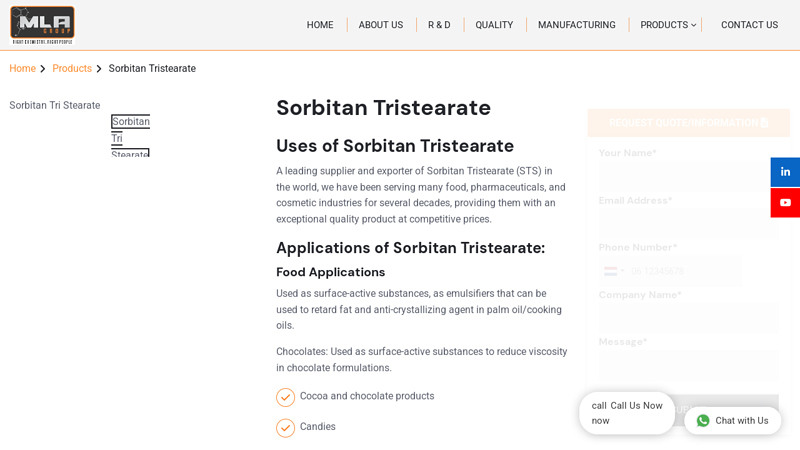 Leading Sorbitan Tristearate Manufacturers in India