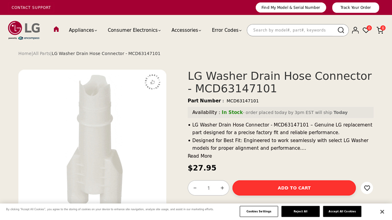 LG Washer Drain Hose Connector