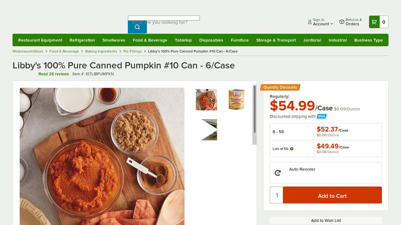 Libby's 100% Pure Canned Pumpkin #10 Can