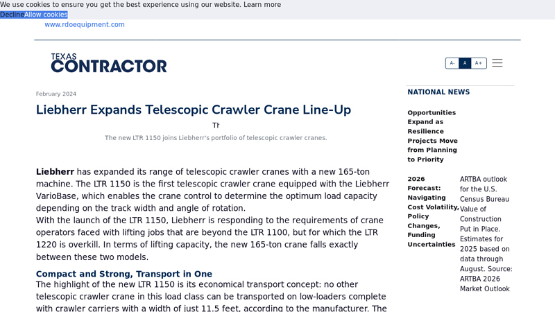 Liebherr Expands Telescopic Crawler Crane Line