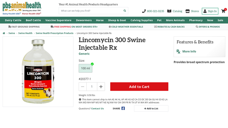 Lincomycin 300 Swine Injectable Rx