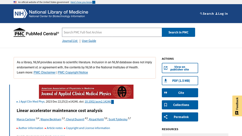 Linear accelerator maintenance cost analysis