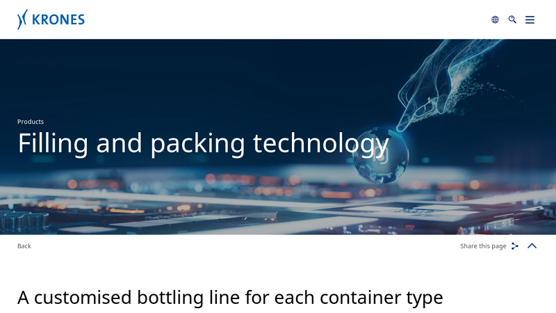 Lines for filling and packing glass and PET bottles as well as cans