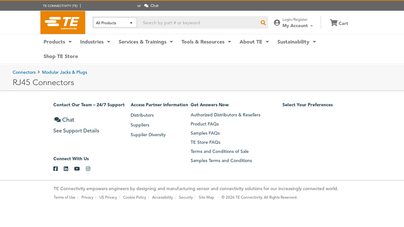 List of RJ45 Connectors Models & Products