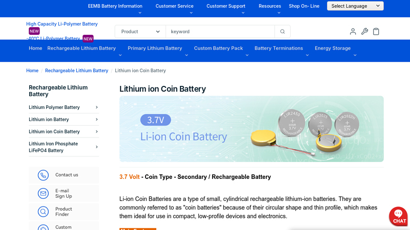 Lithium ion Coin Battery