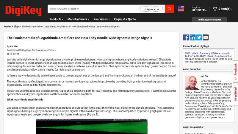 Logarithmic Amplifiers Scale Input Signals
