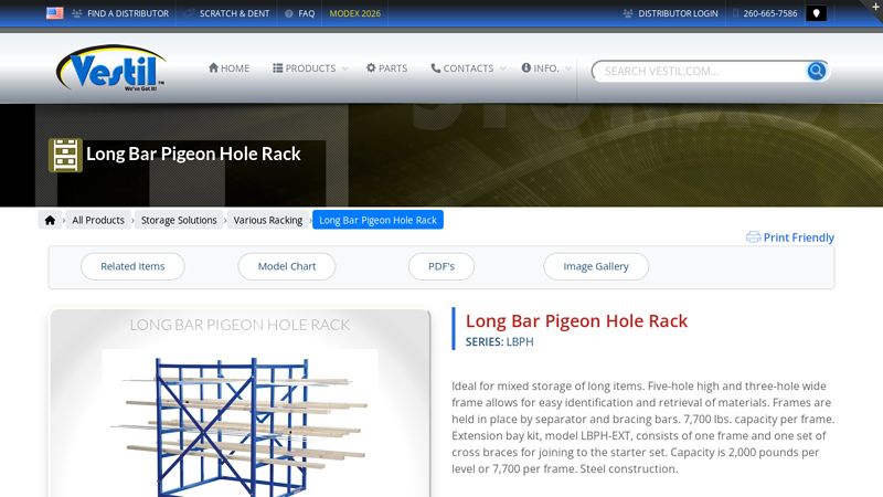 Long Bar Pigeon Hole Rack