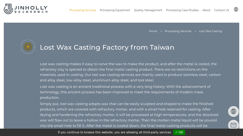 Lost Wax Casting Factory from Taiwan