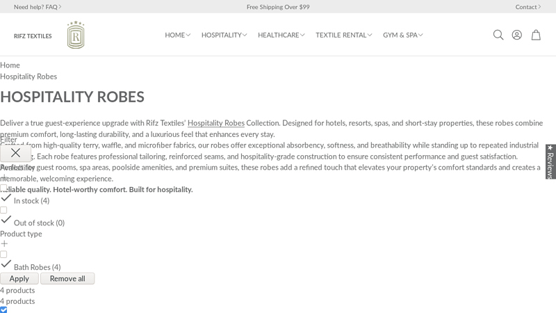 Luxury Hospitality Robes from Rifz Textiles Inc