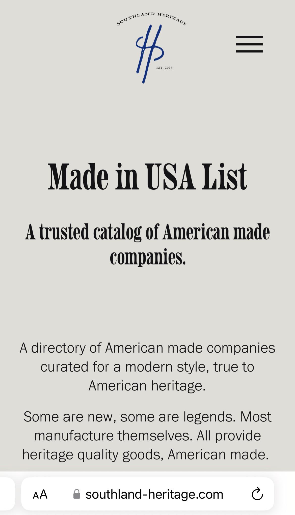 Made in the USA Directory