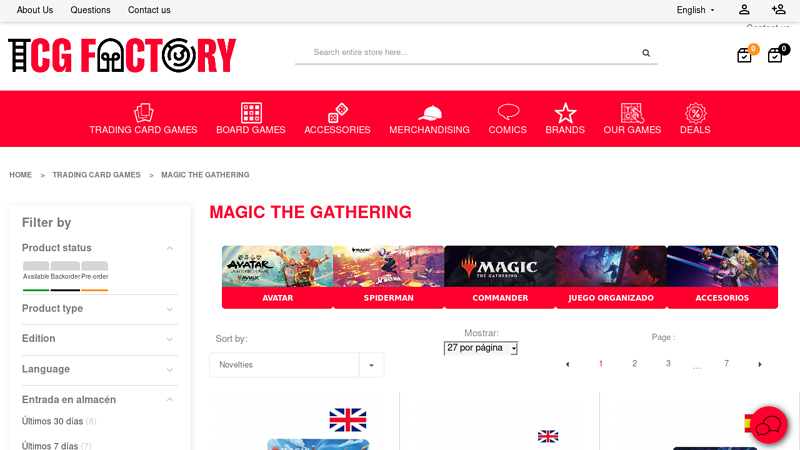 Magic the Gathering card distribution. Wholesaler, distributor.