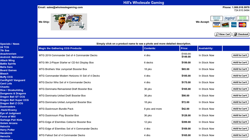 Magic the Gathering Products