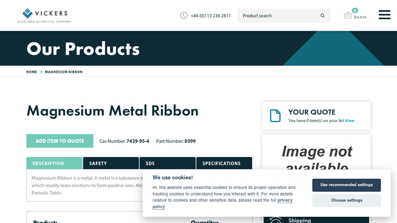 Magnesium Metal Ribbon