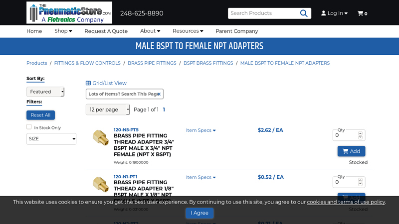 MALE BSPT TO FEMALE NPT ADAPTERS