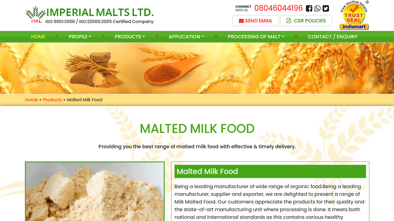 Malted Milk Food Manufacturer from Gurgaon
