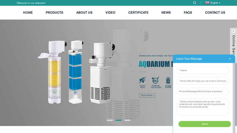 Manufacturer of Aquarium Submersible Pumps and Internal Filters