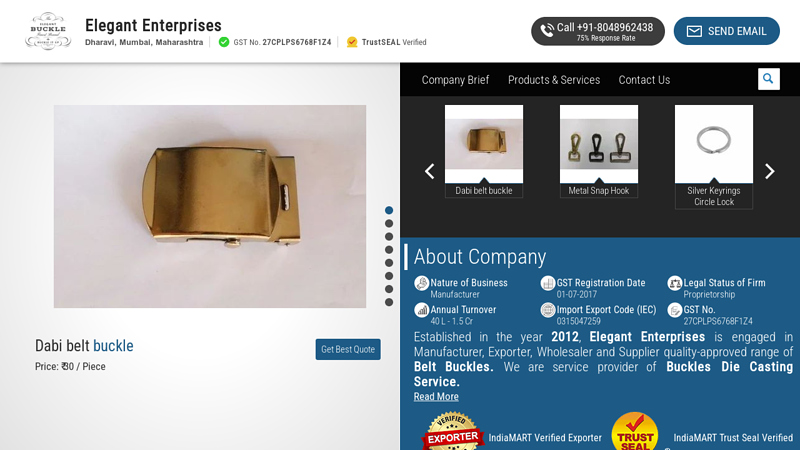 Manufacturer of Belt Buckles & Snaps by Elegant Enterprises, Mumbai