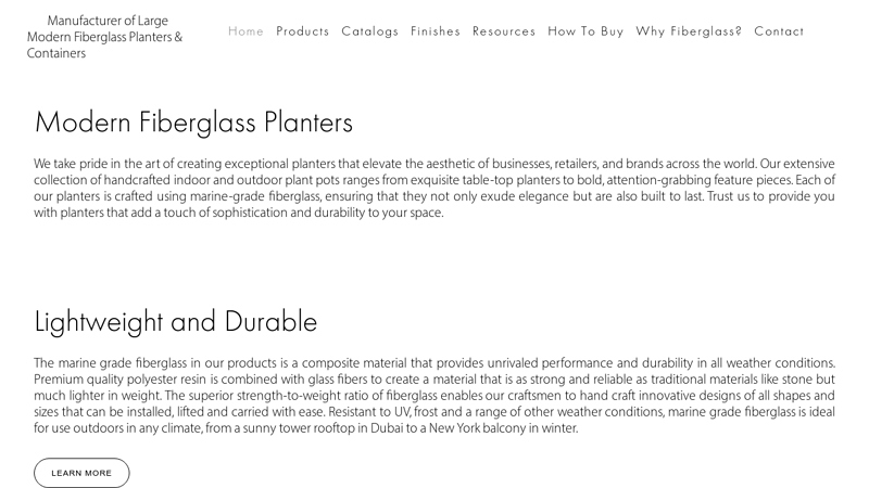 Manufacturer of Large Modern Fiberglass Planters & Containers