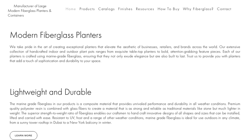 Manufacturer of Large Modern Fiberglass Planters & Containers