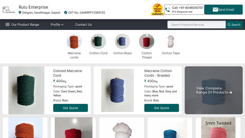 Manufacturer of Macrame cords & Cotton Cord by Rutu Enterprise ...