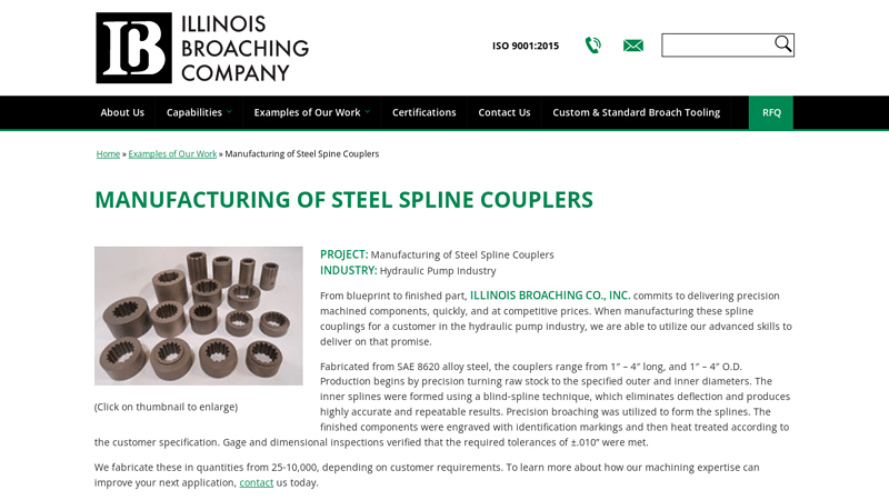 Manufacturing of Steel Spline Couplers