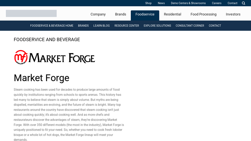 Market Forge Steam Cooking and Kettle Equipment