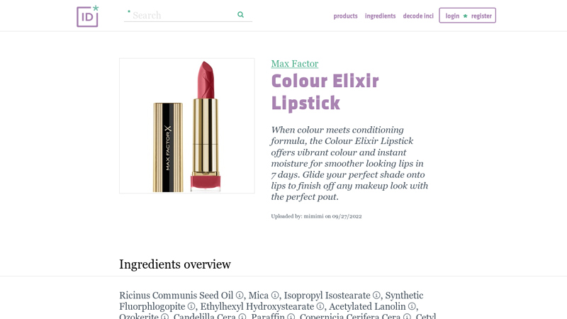 Max Factor Colour Elixir Lipstick ingredients (Explained)