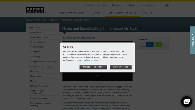 Media and Sandblasting Compressed Air Systems