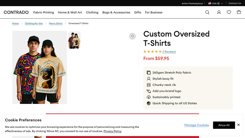 Men's & Women's Custom Printed Oversized T custom t-shirts