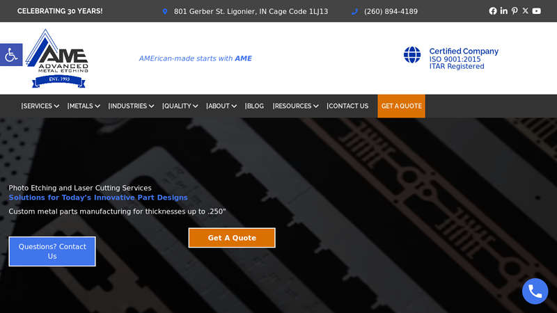 Metal Etch And Laser Cutting Services