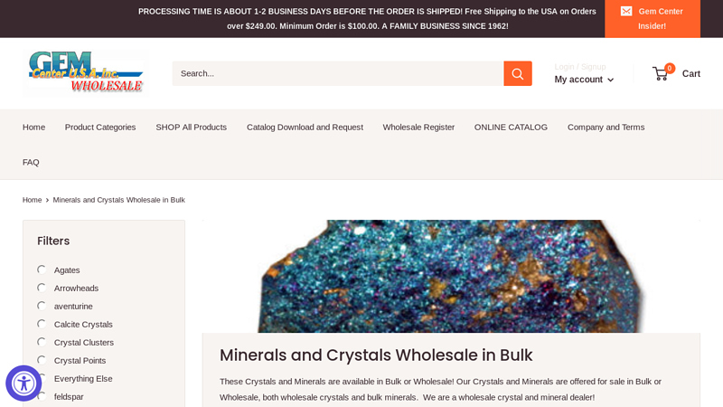 Minerals and Crystals Wholesale in Bulk