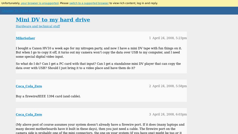 Mini DV to my hard drive