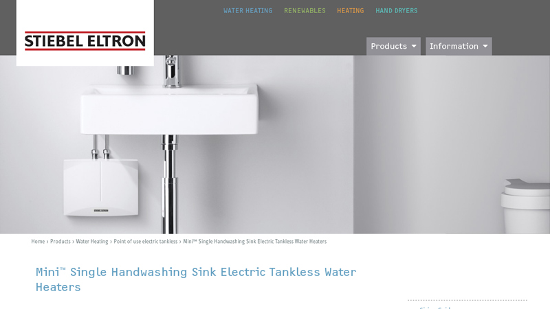 Mini ™ Single Handwashing Sink Electric Tankless Water Heaters