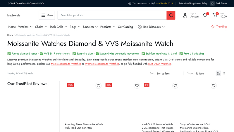 Moissanite Watches Diamond & VVS Moissanite Watch