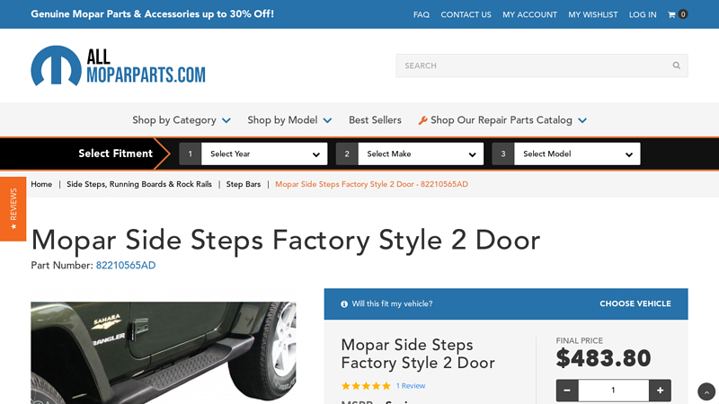 Mopar Side Steps Factory Style 2 Door