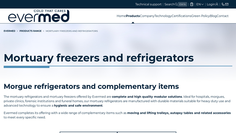 Mortuary freezers and refrigerators