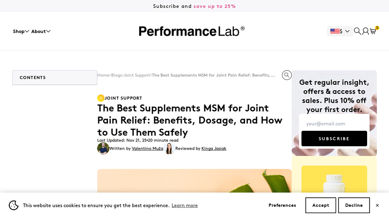MSM for Joint Health: Benefits & Best Supplements