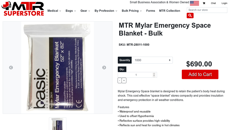 MTR Mylar Emergency Space Blanket