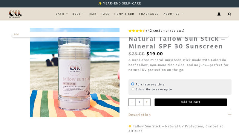 Natural Tallow Sun Stick