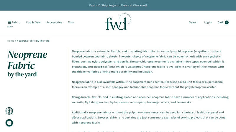 Neoprene Fabric By The Yard