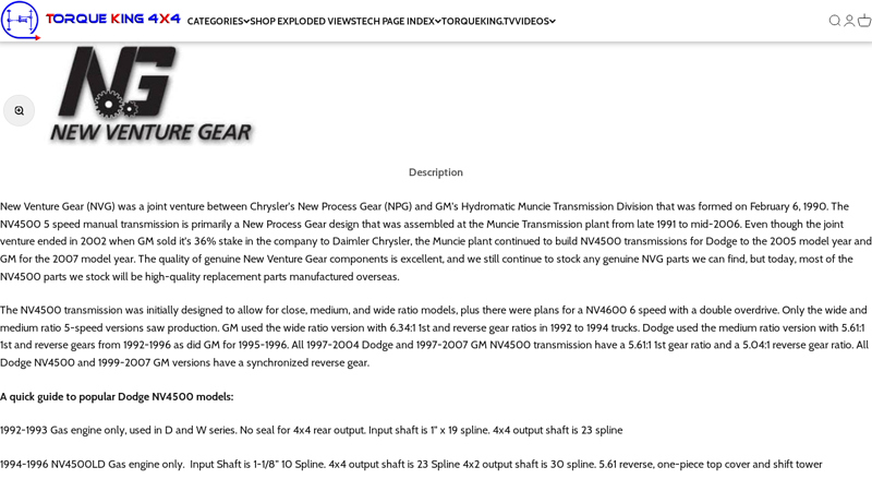 New Venture NV4500 History