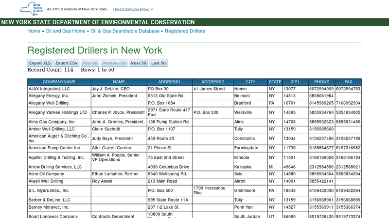 New York State Oil and Gas Searchable Database