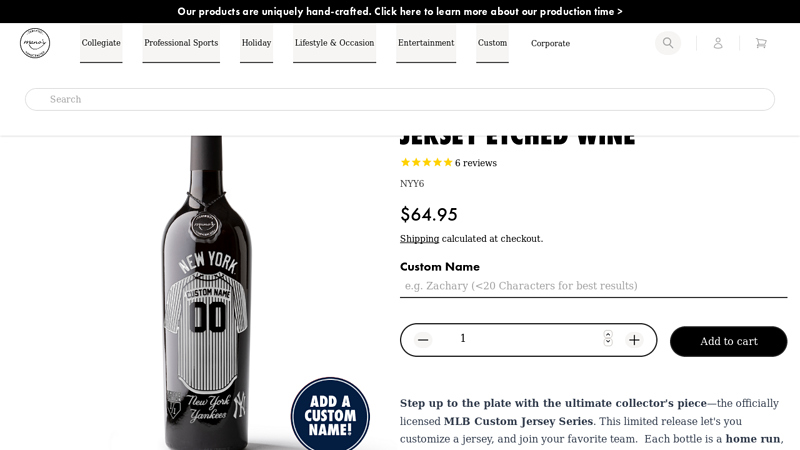 New York Yankees Custom Jersey Etched Wine