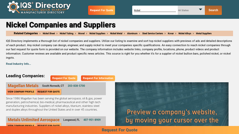 Nickel Companies and Suppliers